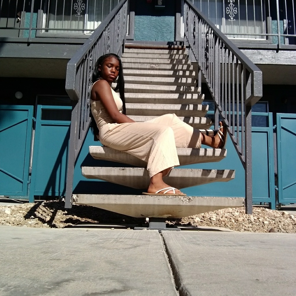 Beige Jumpsuit with Chocker